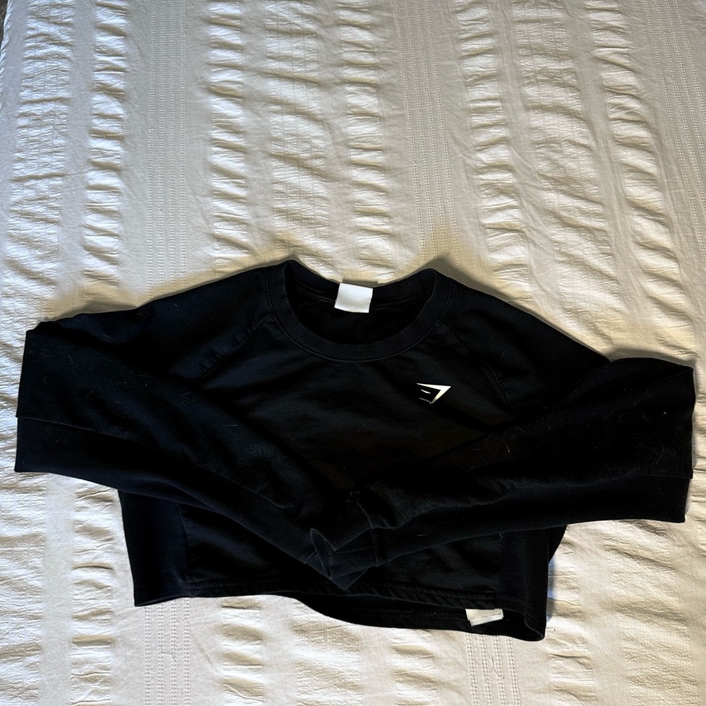Black Gym Shark Cropped Training Fleece